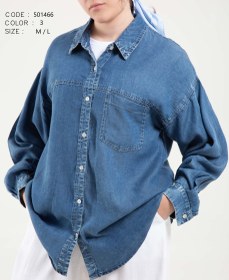 تصویر شومیز جین کاغذی - آبی 