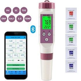 تصویر پی اچ متر بلوتوثی 7 کاره مایعات PH.TDS.TEMP.EC.Salt.SG.Orp مدل Ble C-600 