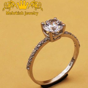 تصویر انگشتر اونیکس زنانه طلا سفید 18 عیار ساده کد B-652 