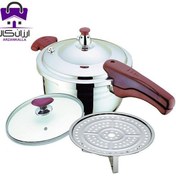 تصویر زودپز تک دسته رومانتیک هوم ۷ لیتر استیل سه‌کاره با درب شیشه‌ای و سوپاپ ایمنی 