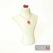 تصویر نیم ست گوشواره و گردنبند انار طرح انار دونه 