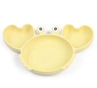 تصویر سرویس غذاخوری سیلیکونی کودک ۳ تکه طرح خرچنگ - زرد Silicon feeding set crab design