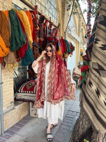 تصویر شال هندی گلدوزی ترمه 