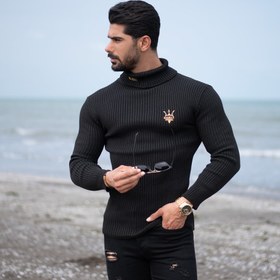 تصویر بافت مردانه یقه اسکی مازراتی کد 17756 Men's knitted turtleneck