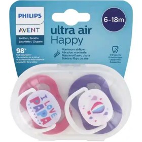 تصویر پستانک 2 عددی ساده 6-18 ماه اولترا ایر Ultra air اونت Baby pacifier code:224/23