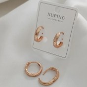 تصویر گوشواره حلقه ای چند وجهی ژوپینگ 