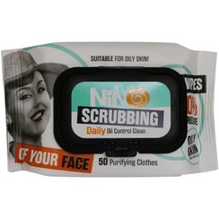 تصویر دستمال مرطوب اسکرابینگ نینو50 عددی NINO Scrubbing Daily Oil Control Clean 50 Pcs