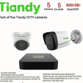 تصویر پک پنج دوربین مداربسته تیاندی (Tiandy) تحت شبکه Pack of five Tiandy CCTV cameras under the network