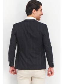 تصویر کت blazer رسمی مردانه با برش باریک، طرح پنجره‌ای، مشکی برند selected Men Slim Fit Windowpane Formal Blazer, Black