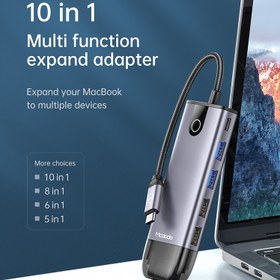 تصویر هاب 10 پورت USB-C مک دودو مدل HU-742 هاب لپ تاپ USB,USB-C 10 مک دودو مشکی