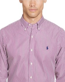 تصویر پیراهن آکسفورد رالف لورن Ralph Lauren STRIPED POPLIN SPORT SHIRT Wine/White 