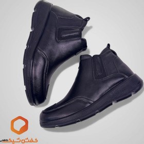 تصویر کفش چرم مردانه نیم بوت کشی ساده زیره تزریق کفی طبی با ارسال رایگان 