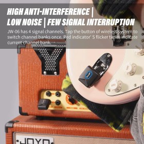 تصویر وایرلس جویو Joyo jw06 5.8ghz JOYO Wireless Guitar System 5.8GHz Wireless Guitar Transmitter Receiver with Charging Box 4 Signal Channel for Guitar Bass Electric Instruments (JW-06)