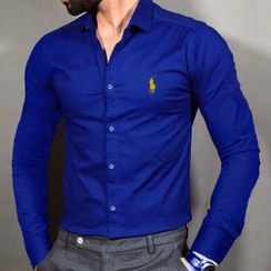 تصویر پیراهن POLO آستین بلند مردانه آبی کاربنی کد 115 