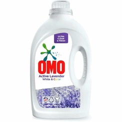 تصویر مایع لباسشویی " رنگین شوی و سفید شوی " امو - با رایحه اسطوخودوس " درخشندگی بالا ، از بین برنده ویروس، باکتری و قارچ " ( 2.7 لیتر ) 