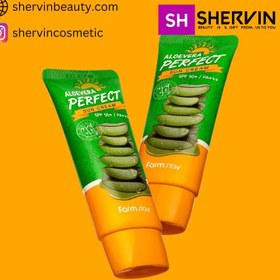 تصویر کرم ضد آفتاب گیاهی آلوئه ورا فارم استی Farm Stay Aloe Vera Perfect Sun Cream