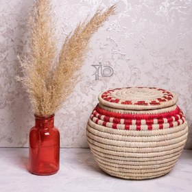 تصویر سطل برنج حصیری طرحدار 