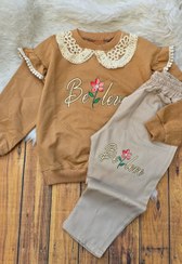 تصویر ست بلوز و شلوار یقه گیپور ۳۸ - رنگ قهوه ای / سایز۶۰ 