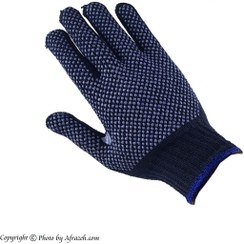 تصویر دستکش ایمنی بافتنی دو رو خالدار 