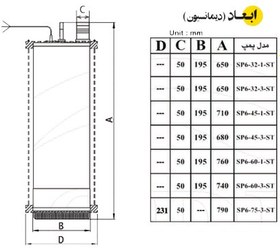 تصویر پمپ کفکش ۶۰ متری ۲ اینچ تکفاز اسپیکو دو جداره مدلSP6-60-1 با تابلو کنترل 