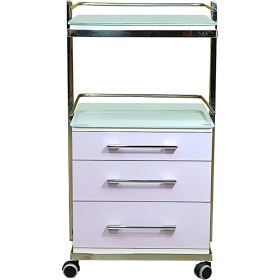 تصویر ترالی دوطبقه سه کشو پایین شیشه ای 