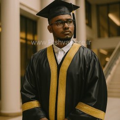 تصویر لباس فارغ التحصیلی سایز بزرگسالان همراه کلاه و شال 