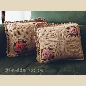 تصویر کوسن بافتنی جفت 