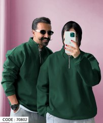 تصویر هودی زنانه پلار نیم زیپ یقه افه دار دورس تو کرکی رنگ طوسی 