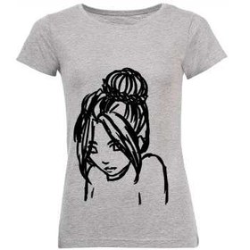 تصویر تی شرت زنانه طرح دختر غمگین کد B122 