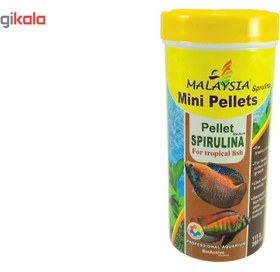 تصویر غذای ماهی مالزی مدل mini Pellet Spirulina وزن 115 گرم 