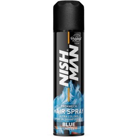 تصویر اسپری رنگ مو نیشمن آبی اسموکی nishman color hair spray blue 