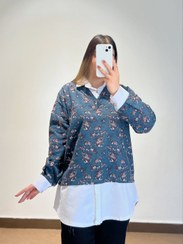 تصویر مانتو موهرپشمی فری سایز تا ۴۸،۵۰ - سرمه ای 