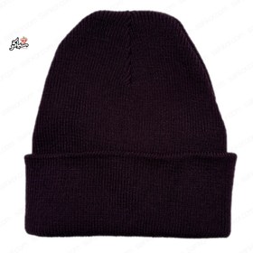 تصویر کلاه بافت کاموایی بادمجونی 