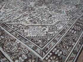 تصویر فرش وینتیج صبا دستباف ۶ متری کرم نقشه هریس hand woven vintage carpet