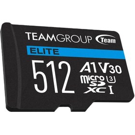 تصویر رم میکرو ۵۱۲ گیگ تیم گروپ TeamGroup Elite A1 V30 U3 C10 100MB/s + خشاب 