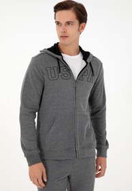 تصویر هودی مردانه خاکستری تیره یو اس پولو 