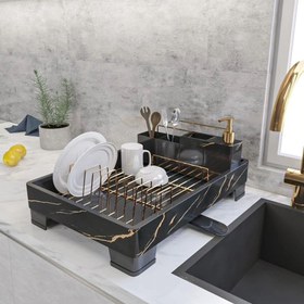تصویر آبچکان رومیزی هارمونی مدل مشکی طلایی طرح سنگ ا Tableware holder Tableware holder