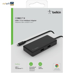 تصویر هاب تایپ سی بلکین 5 پورت مدل INC008bt Belkin INC008bt with 5 ports USB-C hub