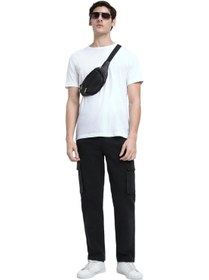 تصویر شلوار جین کتان مشکی مردانه - فیت کارگو برند dennis lingo Black Denim Cargo Jeans for Men - Cargo Fit