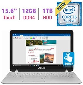 تصویر ASUS 15.6” 2-in-1 FHD Touchscreen Laptop PC, Core i5-7200u, 12GB DDR4 SDRAM, 1TB HDD, Fingerprint reader, Backlit Keyboard, Windows 10 (Renewed) 