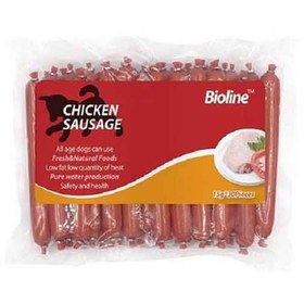 تصویر تشویقی سگ مدل سوسیس با طعم گوشت گوساله 30 عددی بایولاین (bioline) 