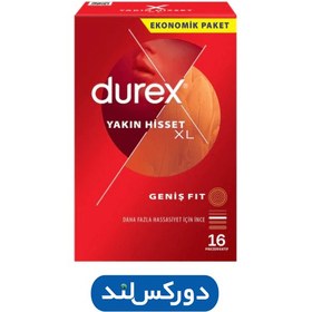 تصویر کاندوم دورکس نازک سایز بسیار بزرگ XL بسته 16 عددی DUREX YAKIN 