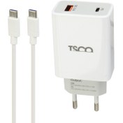 تصویر شارژر دیواری تسکو مدل TTC 60 - توان 27 وات ا TSCO TTC 60 3A QC3.0 PD 27W Type-C Travel Adapter With Type-C To Type-C Cable TSCO TTC 60 3A QC3.0 PD 27W Type-C Travel Adapter With Type-C To Type-C Cable