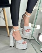 تصویر کفش مجلسی زنانه دولژ مدل ۳۴۴۴ رنگ سفید و نقره ای و مشکی و سرخابی 