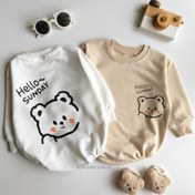 تصویر بادی تدی کودک دو طرف چاپ - کرمی / سایز۳ 