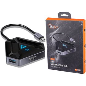 تصویر هاب و رم ریدر گیمینگ 6 پورت تایپ سی به USB 3.0/HDMI/TF/SD/Type-C پرودو مدل PDX529 Porodo gaming PDX529 Type-C To USB3.0/HDMI/SD/Micro SD/Type-C PD Hub