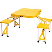 تصویر میز و صندلی 4 نفره تاشو رنگ زرد 