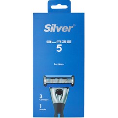 تصویر تیغ اصلاح 5 لبه مردانه مدل Blaze سیلور Silver Blaze 5 Razor Blades