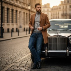 تصویر شلوار جین راسته مردانه نخ پنبه ام.ایگل رنگ آبی کاربنی نخ دوخت طلایی مدل P-AE-ACT - W42L32 A.EAGLE Relaxed Straght Jeans AIRFLEX+ Series