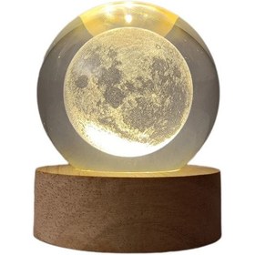 تصویر چراغ خواب گوی کریستال ۸ سانت طرح ماه کامل 